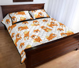 Brown pomeranian pattern Quilt Bed Set