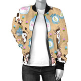 Cow Bottle Of Milk Pattern Women'S Bomber Jacket