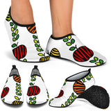 Colorful Apples Leave Zebra Stripe Aqua Shoes