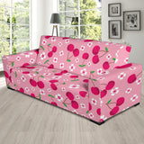 Cherry Flower Pattern Pink Background Sofa Slipcover