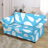 Cute White Sea Lion Seals Pattern Loveseat Couch Slipcover