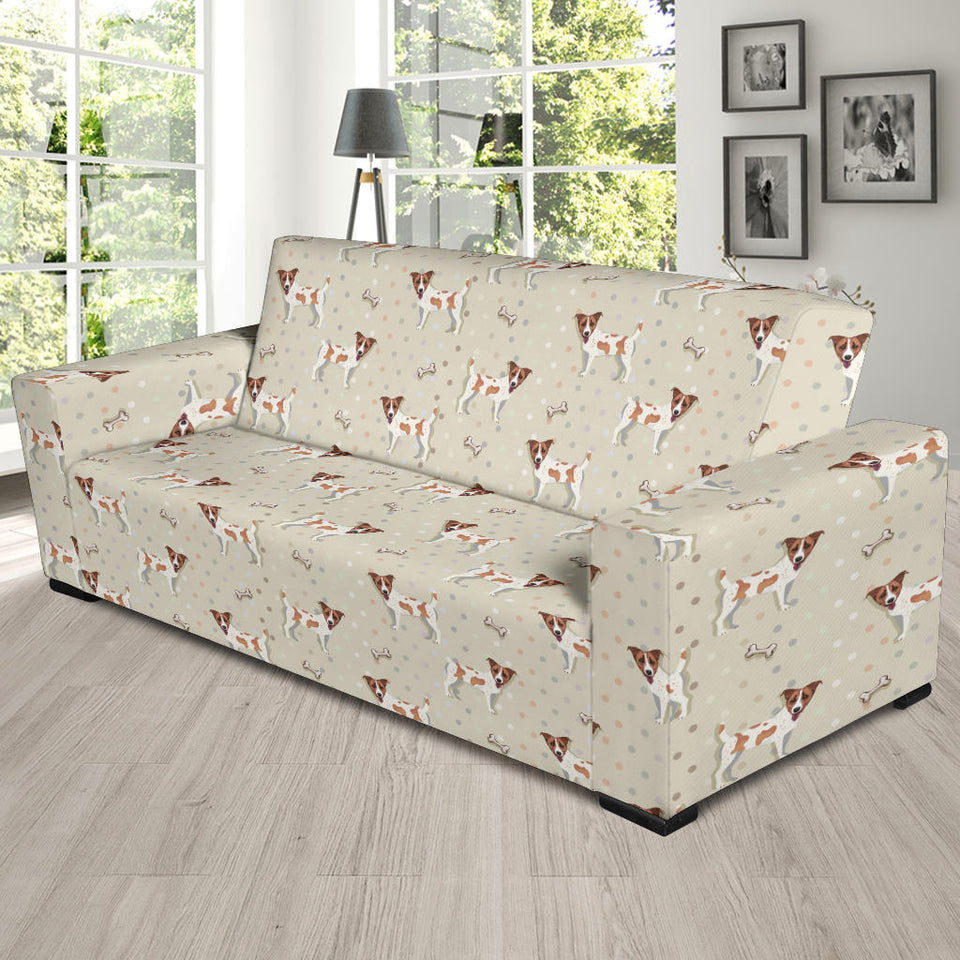 Jack Russel Pattern Print Design 02 Sofa Slipcover