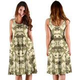 Light Green Camo Camouflage Pattern Sleeveless Midi Dress