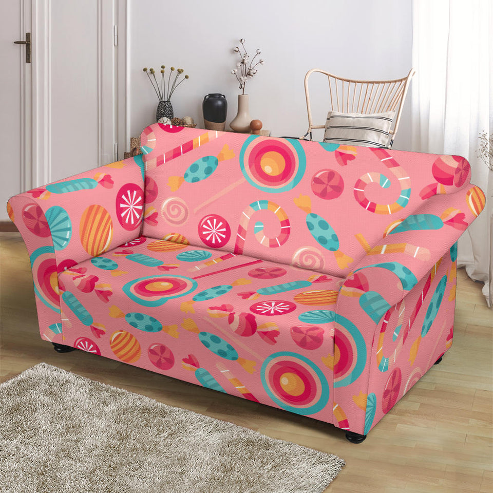 Colorful Candy Pattern Loveseat Couch Slipcover