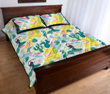 Cute parrot toucan flamingo cactus exotic leaves pattern Quilt Bed Set