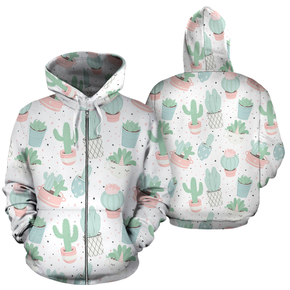 Pastel Colorcactus Pattern Copy Zip Up Hoodie
