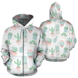 Pastel Colorcactus Pattern Copy Zip Up Hoodie