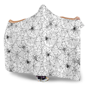 Spider Web Cobweb Pattern Hooded Blanket