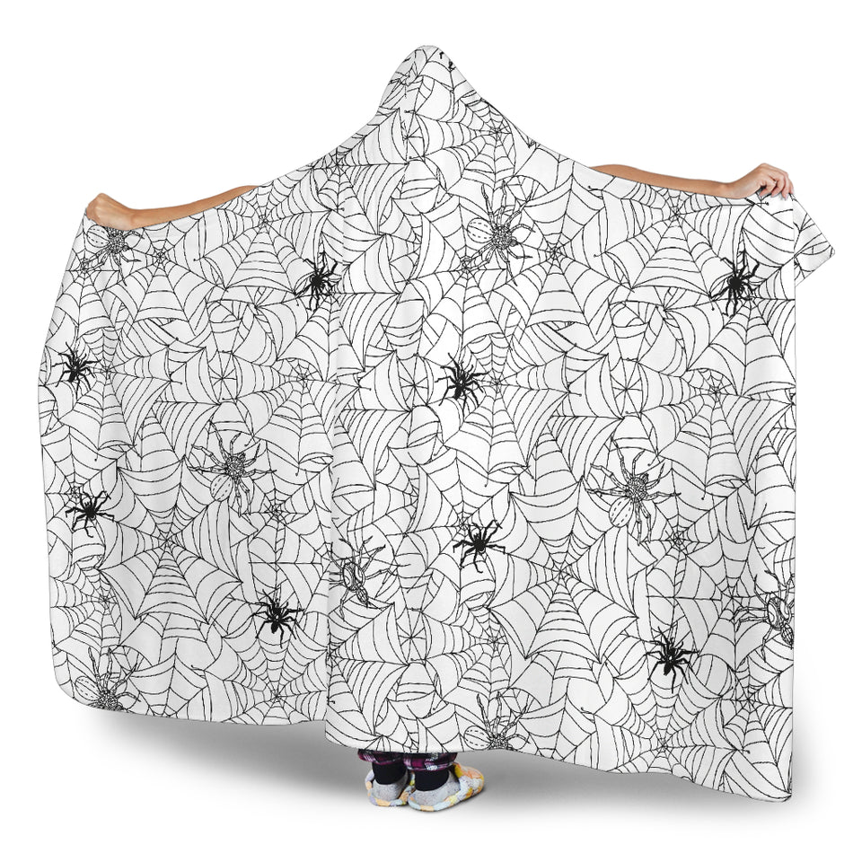 Spider Web Cobweb Pattern Hooded Blanket