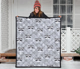 Cute Raccoons Leaves Dot Premium Quilt