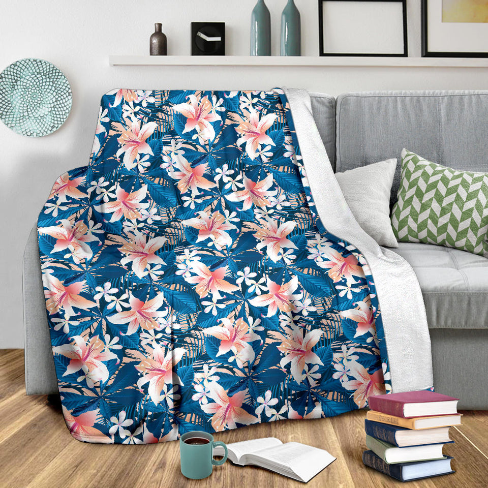 Hibiscus Pattern Print Design 02 Premium Blanket