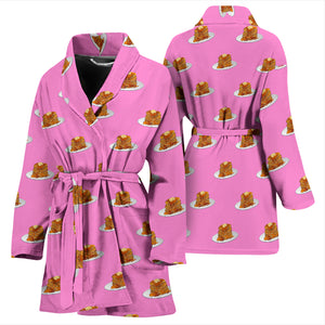 Pancake Pattern Print Design 04 Women's Bathrobe