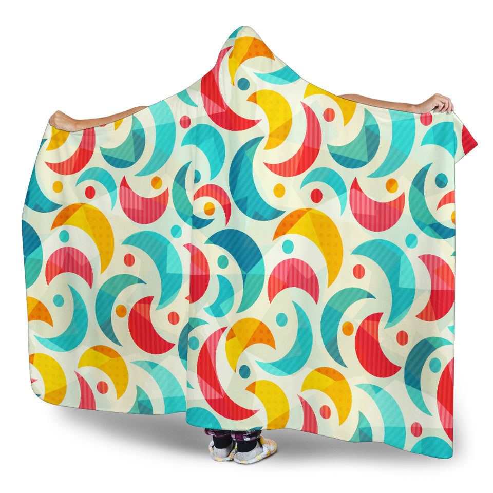 Colorful Moon Pattern Hooded Blanket