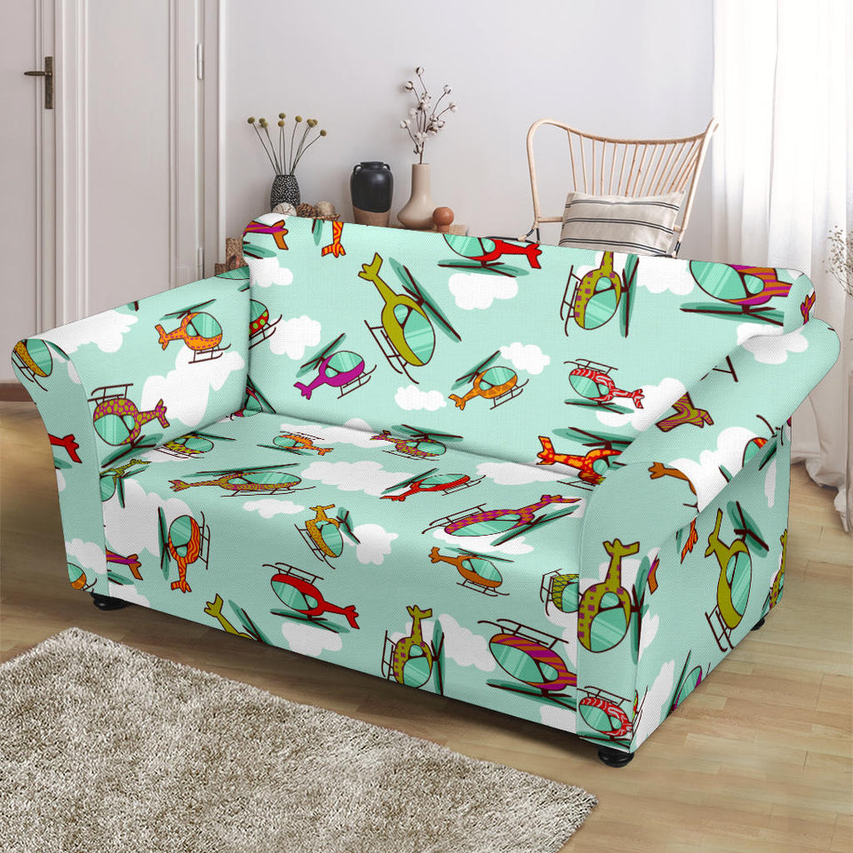 Helicopter Design Pattern Loveseat Couch Slipcover