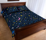 space pattern with planets, comets, constellations and stars Quilt Bed Set