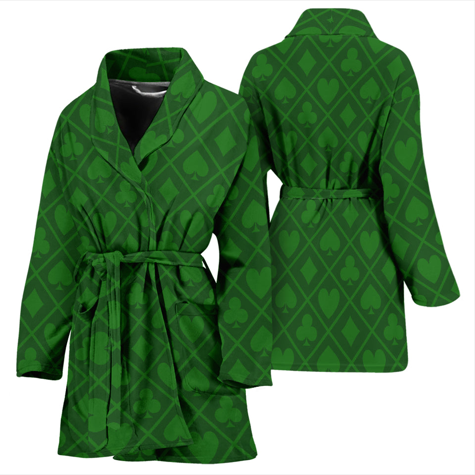 Casino Cards Suits Pattern Print Design 04 Women's Bathrobe