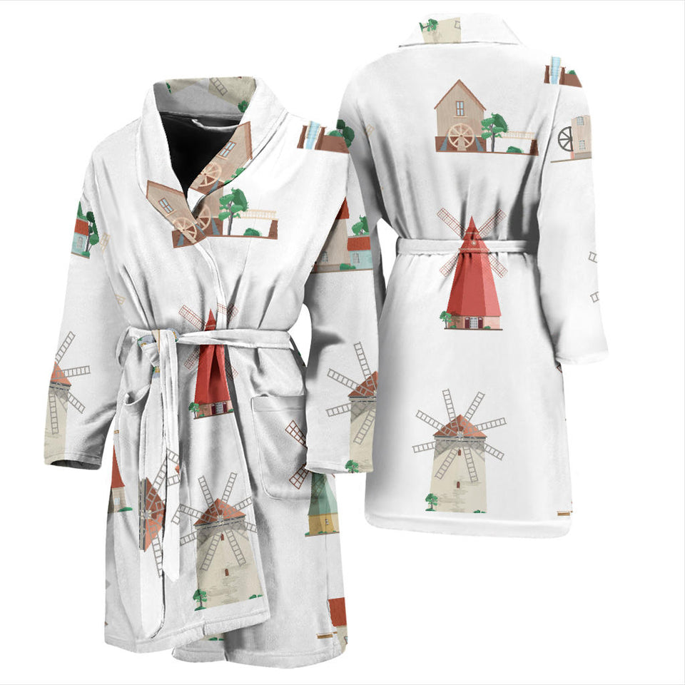 Windmill Design Pattern Men'S Bathrobe