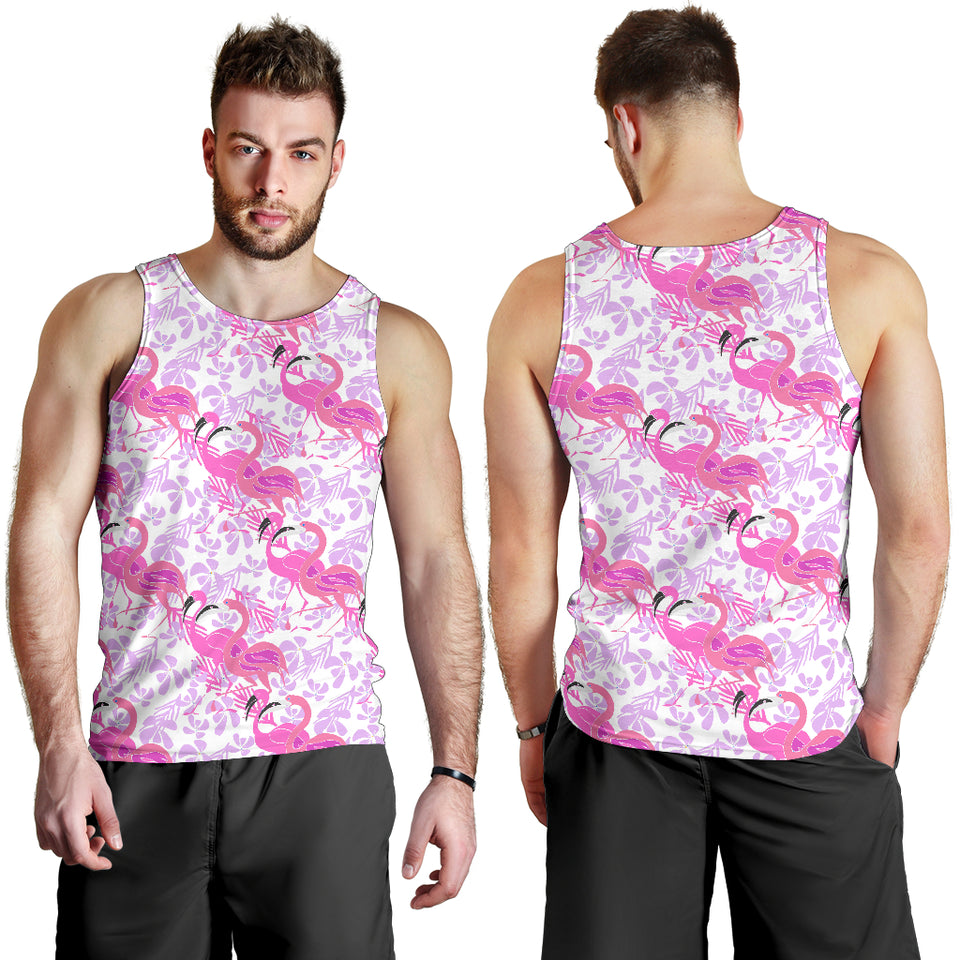 Pink flamingo flower pattern Men Tank Top
