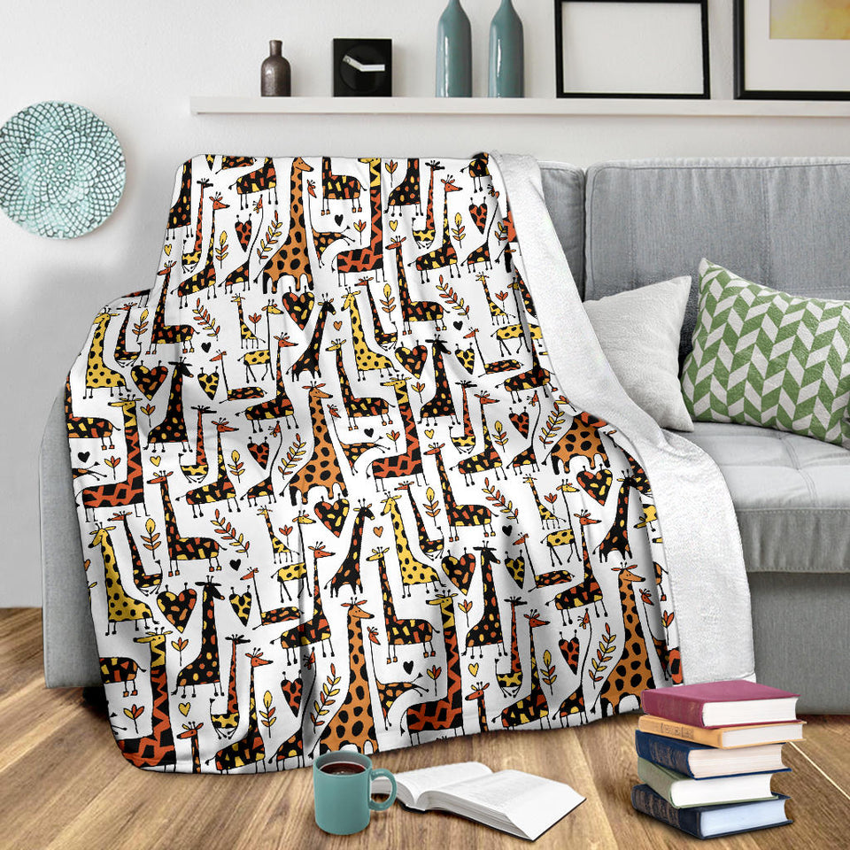 Giraffe Pattern Print Design 05 Premium Blanket