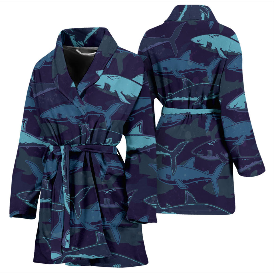 Shark Pattern Women'S Bathrobe