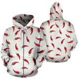 Chili Peppers Pattern Zip Up Hoodie