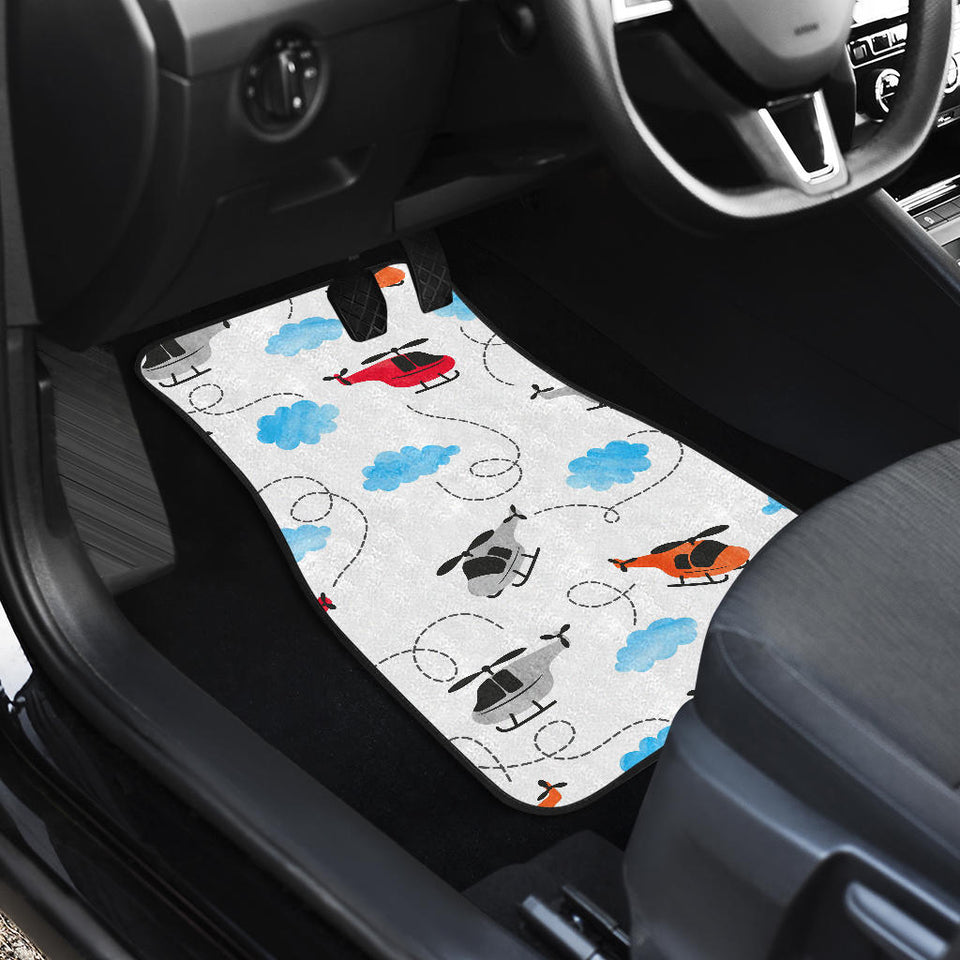Watercolor Helicopter Cloud Pattern Front And Back Car Mats