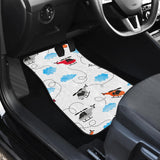 Watercolor Helicopter Cloud Pattern Front And Back Car Mats