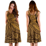 Cocoa Beans Tribal Polynesian Pattern Background Sleeveless Midi Dress