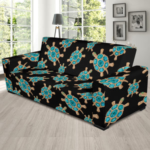 Sea Turtle Blue Stone Pattern Sofa Slipcover