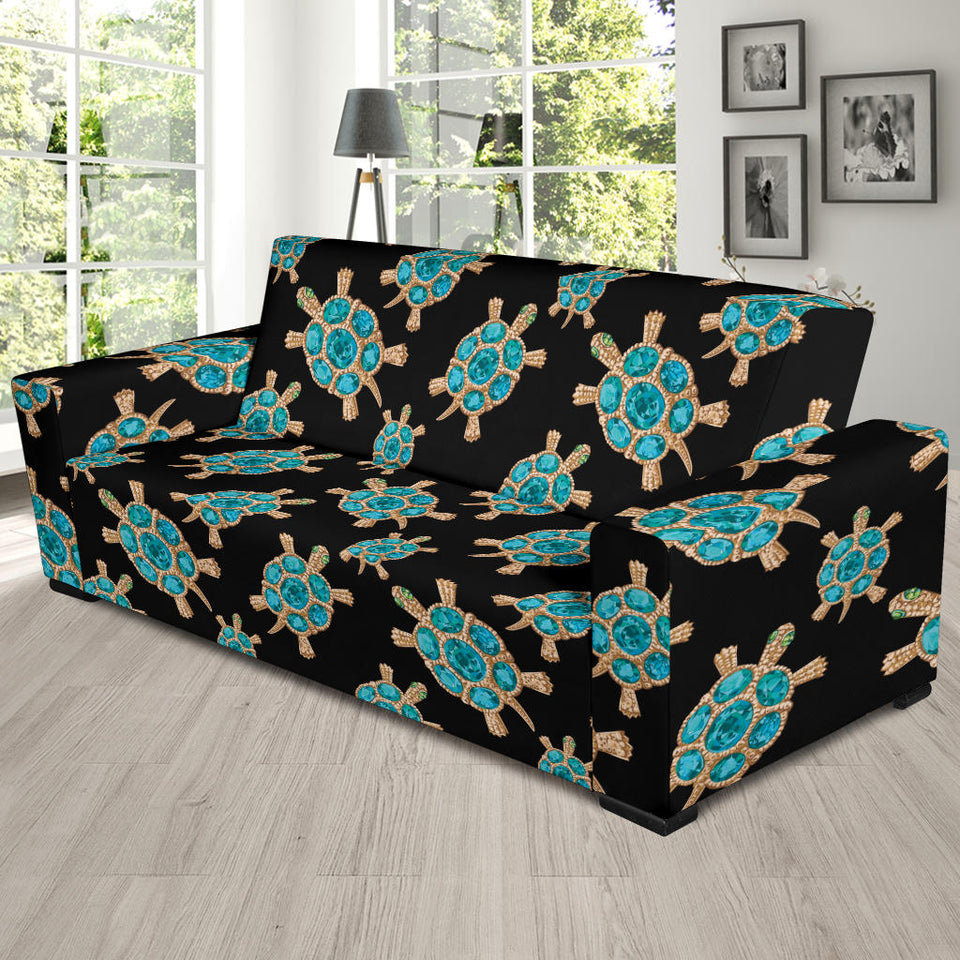 Sea Turtle Blue Stone Pattern Sofa Slipcover