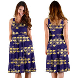 Beautiful Japanese Fan Pattern Sleeveless Midi Dress