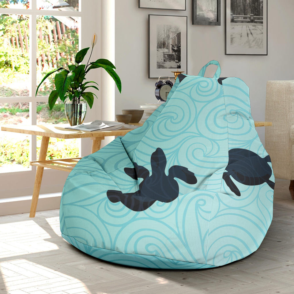 Sea Turtle With Blue Ocean Backgroud Bean Bag Cover