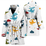 Colorful Helicopter Pattern Women'S Bathrobe