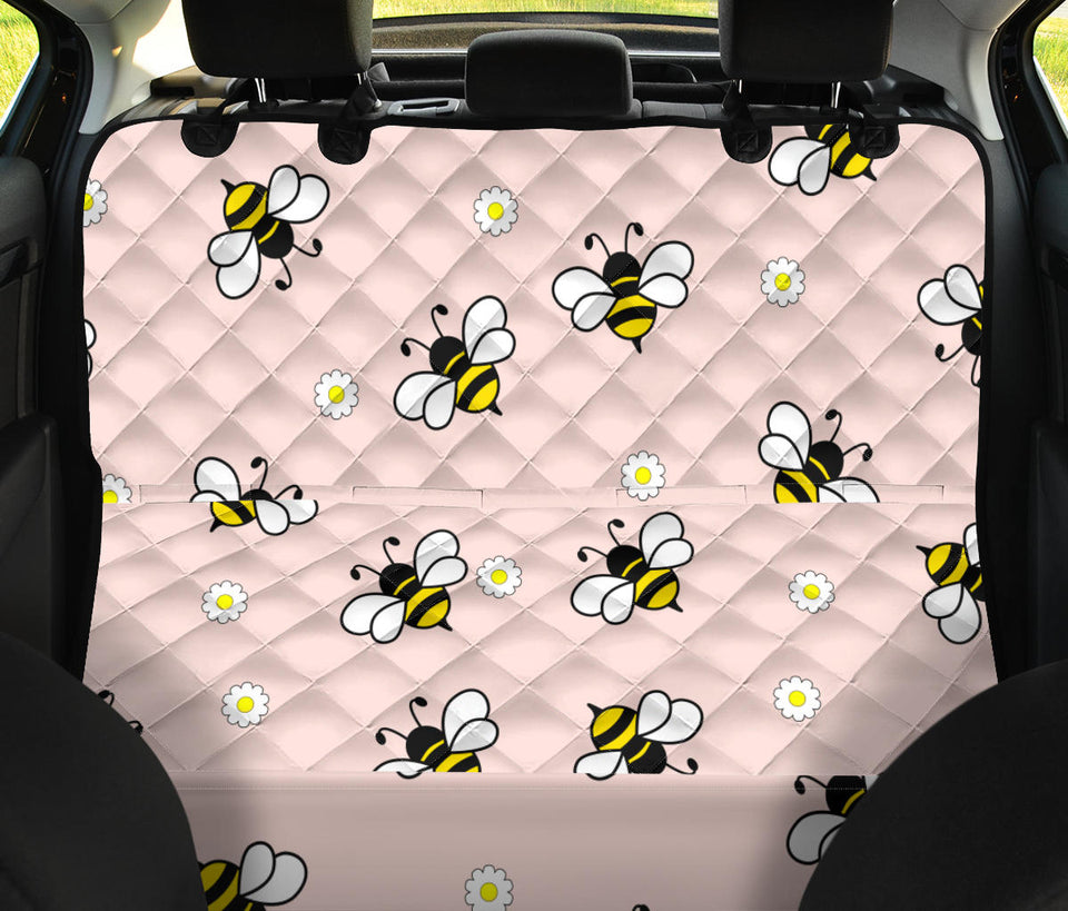 Cute Bee Flower Pattern Pink Background Dog Car Seat Covers