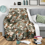 Monkey Tropical Leaves Background Premium Blanket