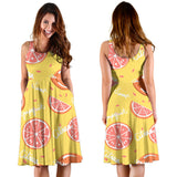 Grapefruit Yellow Background Sleeveless Midi Dress