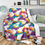 Colorful Crow Illustration Pattern Premium Blanket
