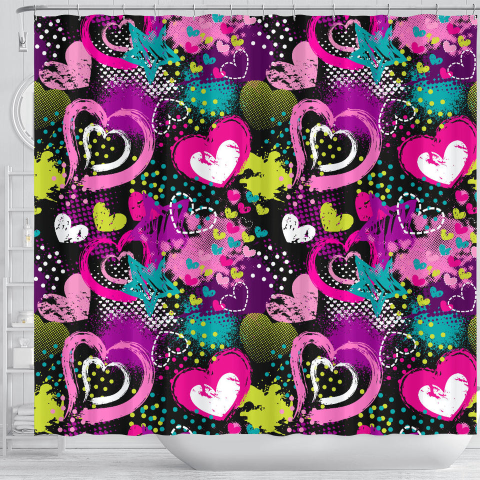 Heart Dot Wave Star Creative Design Pattern Shower Curtain Fulfilled In US