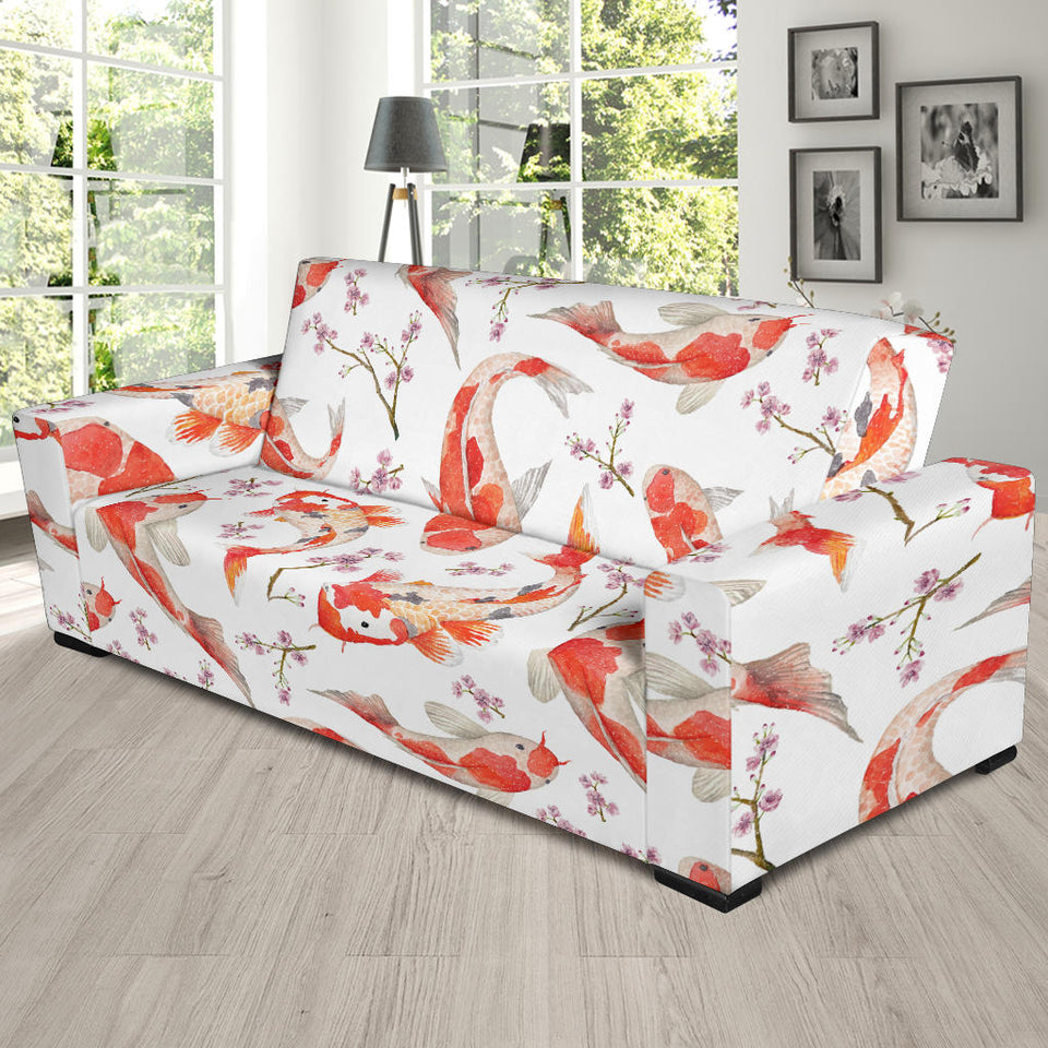 Watercolor Koi Fish Carp Fish Pattern Sofa Slipcover