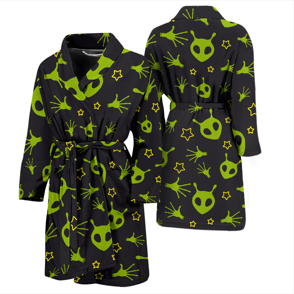 Alien Pattern Print Design 02 Men's Bathrobe