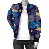 Blue Japanese Pattern Cloud Wave Flower Women'S Bomber Jacket