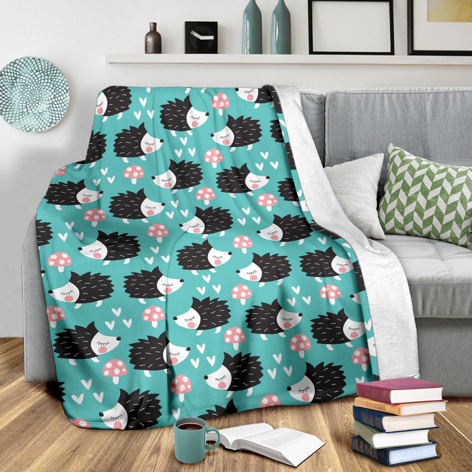 Hedgehog Pattern Print Design 03 Premium Blanket