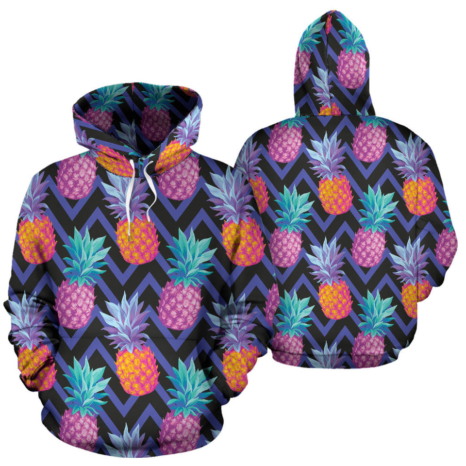 Pineapples Pattern Zigzag Background Men Women Pullover Hoodie