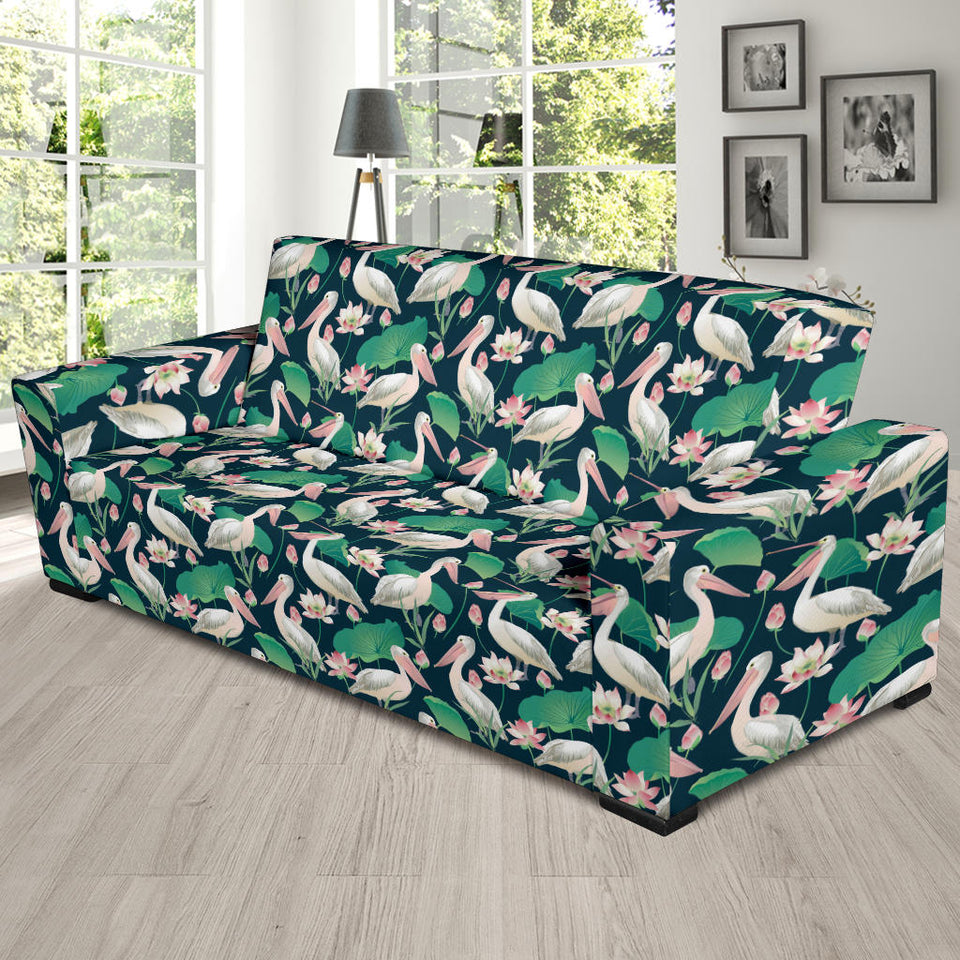 Pelican Pattern Print Design 03  Sofa Slipcover