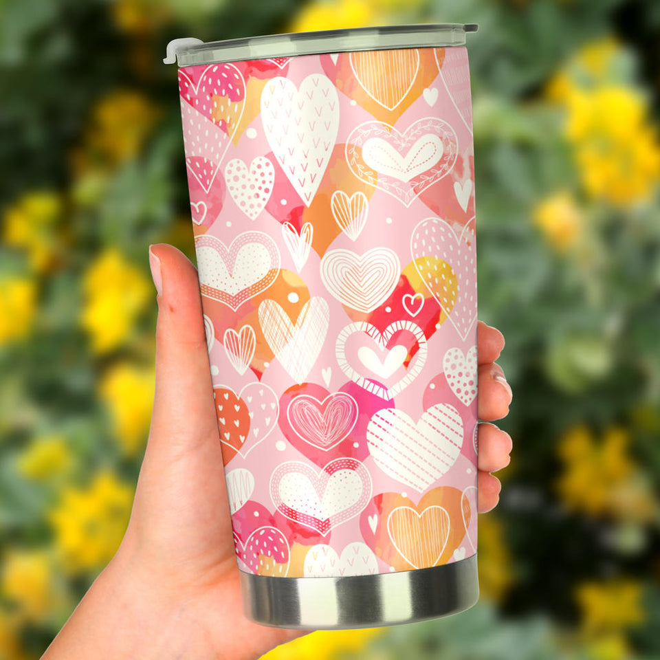 Hand Drawn Heart Design Pattern Tumbler
