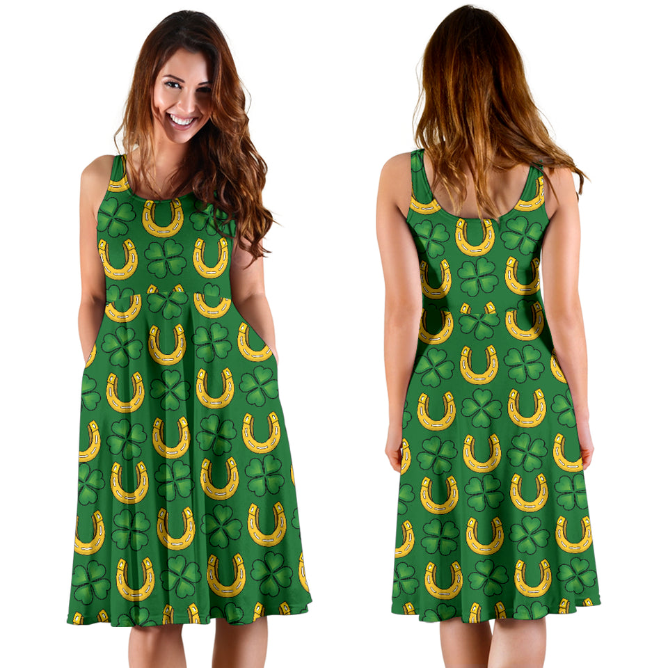 Horseshoes Pattern Print Design 05 Sleeveless Midi Dress