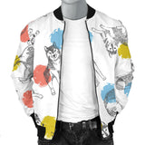 Siberian Husky And Colorful Circle Pattern Men'S Bomber Jacket