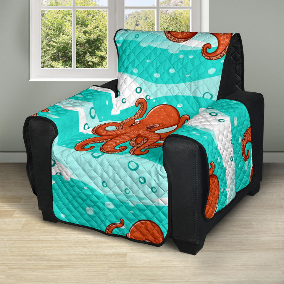 Octopuses sea wave background Recliner Cover Protector