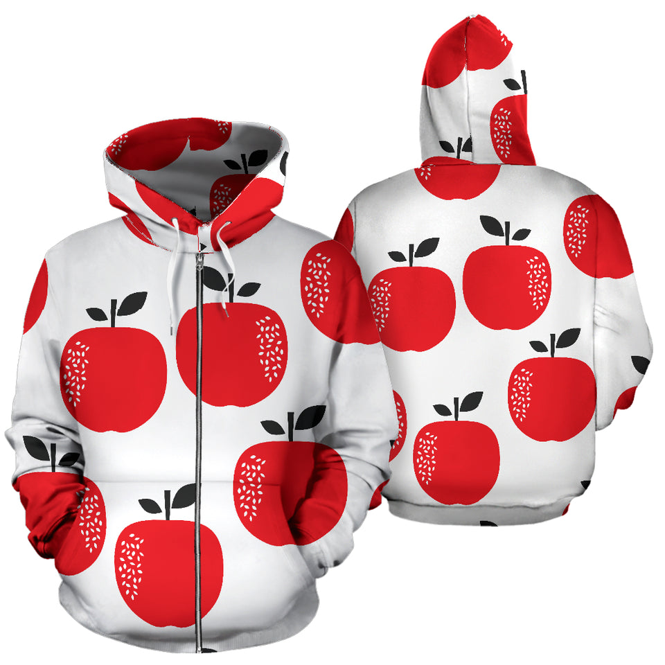 Red Apples White Background Zip Up Hoodie