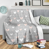 Heart Pattern Gray Background Premium Blanket
